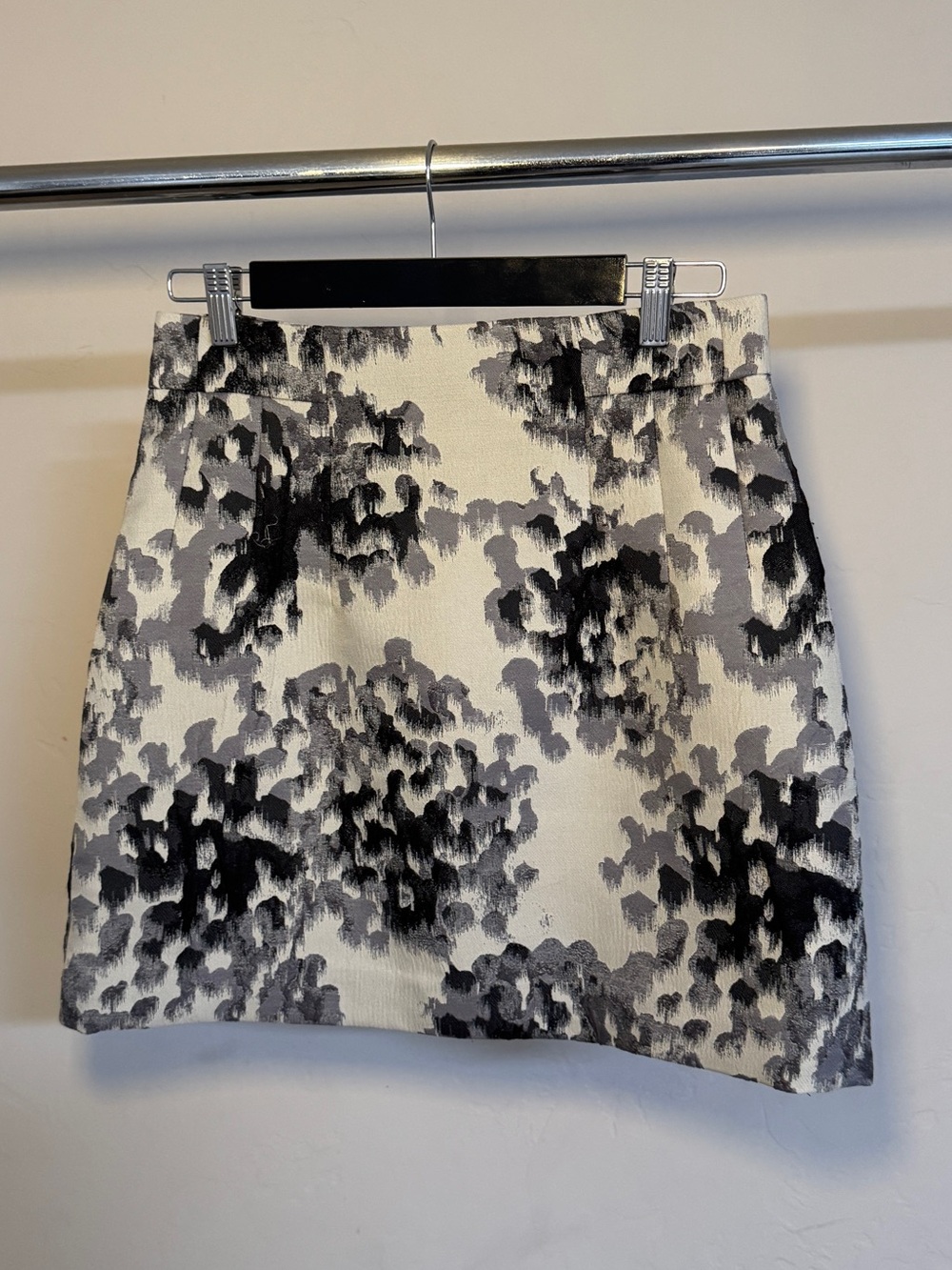 Abstract Black and Silver Mini Skirt